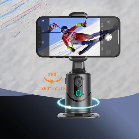 Auto Face Tracking Tripod 360° Rotation Face Tracking Phone Tripod Holder No App Built-In Fill Light for Tiktok Video Recording