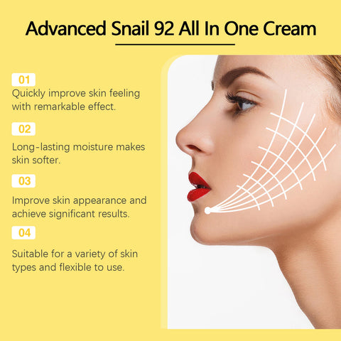 OUHOE Advanced Snail 92 All In One Cream - Deep Moisturize, Anti - aging, Light Texture, Travel - friendly, Gift - suitable