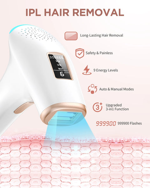 999900 Flashes 3-in-1 Laser Epilator Painless IPL Hair Removal for Women Bikini Legs Arms Laser Hair Remover Permanent Depilato