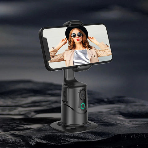 Auto Face Tracking Tripod 360° Rotation Face Tracking Phone Tripod Holder No App Built-In Fill Light for Tiktok Video Recording
