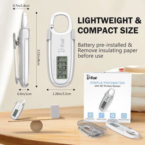 Large Screen 3D Pedometer Step Counter with Carabiner Compact Mini Step Counter Walking 3D Digital Pedometer For Exercise