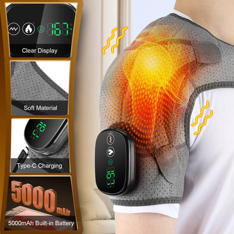 Electric Shoulder Heating Pad 3 Modes Vibration Shoulder Knee Elbow Relax Belt Big Area Thermal Massager Health Care