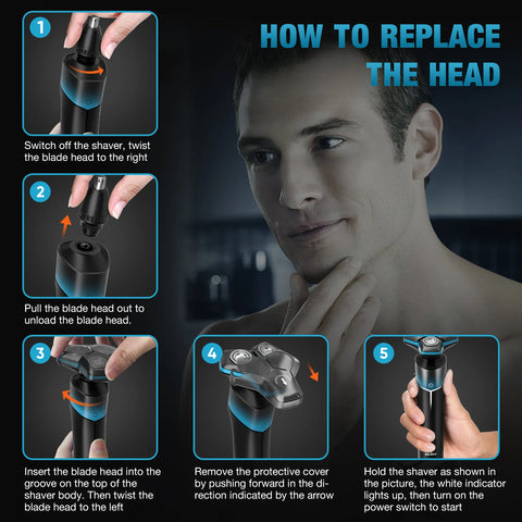 Sejoy KNIGHT Men's Electric Shaver kit Rechargeable Multi-functional Electric Hair Trimmer Razor Nose Trimmer Beard Hair Clipper