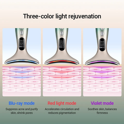 Neck Face Beauty Device 3 Colors LED Photon Therapy Skin Tighten Reduce Double Chin Anti Wrinkle Remove Skin Care Tools