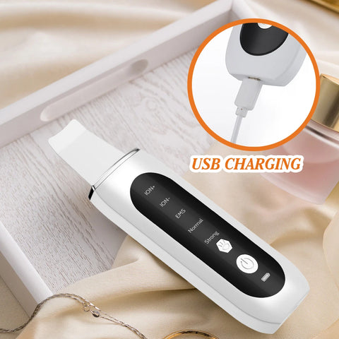 Ultrasonic Facial Shovel Cleanser Skin Scrubber Peeling Blackhead Remover Deep Face Cleaning Ultrasonic Ion Ance Pore Cleaner