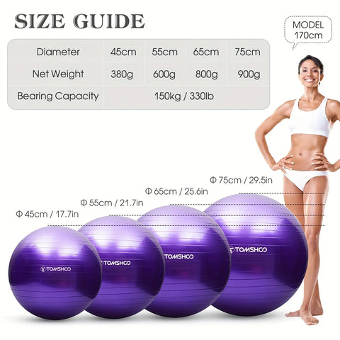 Antiburst Yoga Ball Thickened Stability Balance Ball Pilate Barre Physical Fitness Gym Ball 45CM/ 55CM/ 65CM/ 75CM Gift Air Pump