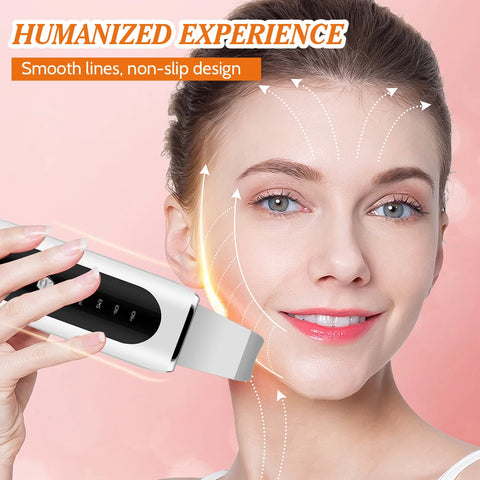 Ultrasonic Facial Shovel Cleanser Skin Scrubber Peeling Blackhead Remover Deep Face Cleaning Ultrasonic Ion Ance Pore Cleaner