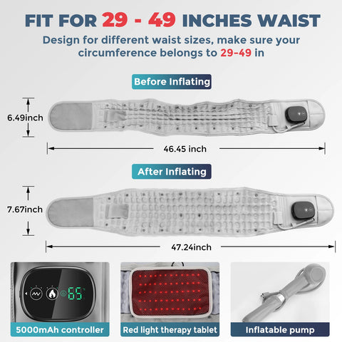 Inflatable Waist Belt Lumbar Decompression Protector Back Brace Heated Vibration Massage Waist Airbag Support Posture Correction