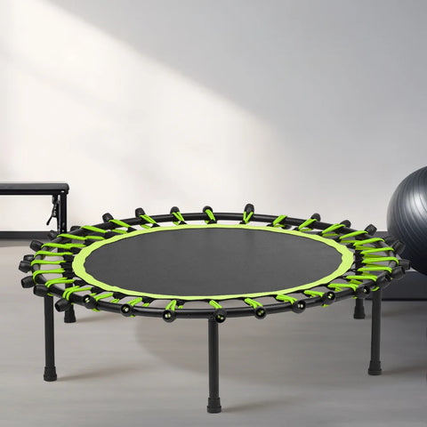 【Breeins】Silent Mini Trampoline Fitness Trampoline Bungee Rebounder Jumping Cardio Trainer Workout for Adults