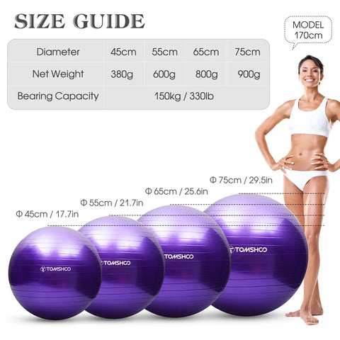 Antiburst Yoga Ball Thickened Stability Balance Ball Pilate Barre Physical Fitness Gym Ball 45CM/ 55CM/ 65CM/ 75CM Gift Air Pump