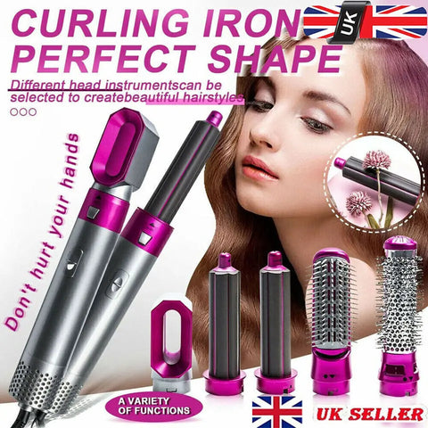 Electric Hair Dryer Hair 5 in 1  Styling Brush Hair Curler Air Styling Set UK