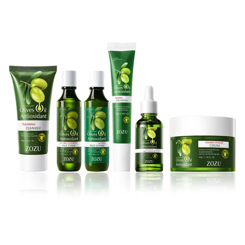 Olive Oil Antioxidant Skin Care Set 6-in-1With Facial Cleanser, Face Cream, Eye Cream, Lotion,Toner,Serum,Care Travel Facial Kit