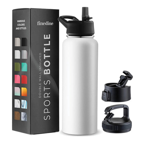40 Oz Water Bottle Stainless Steel Thermos Bottle Keeps Cold Triple Walled Insulated Drinking Straw Gym Sports-leisure Canteens