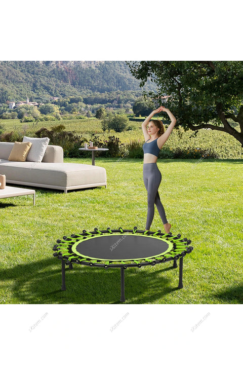 【Breeins】Silent Mini Trampoline Fitness Trampoline Bungee Rebounder Jumping Cardio Trainer Workout for Adults