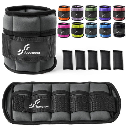 Sportneer Adjustable Ankle Weights 1Pair 10lb Leg Weight Straps for Women Men Weighted Ankle Weights Set for Gym Fitness Workout