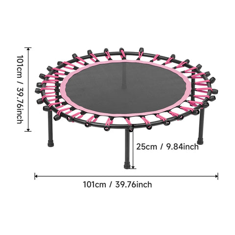 【Breeins】Silent Mini Trampoline Fitness Trampoline Bungee Rebounder Jumping Cardio Trainer Workout for Adults