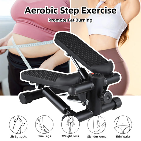 Stepper For Exercise At Home With Resistance Bands LCD Display Capacity 100kg Stair Stepper for Abdomen Waist Buttocks Legs