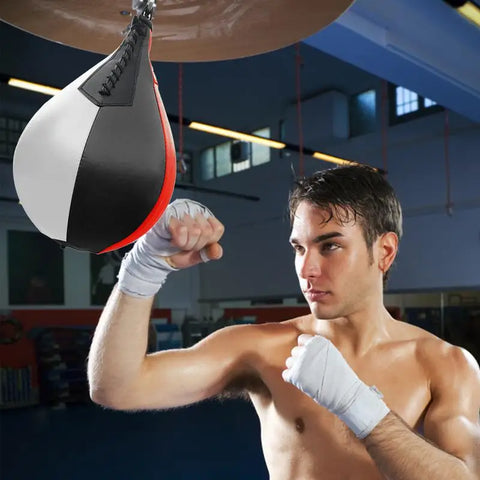 Boxing Speed Bag PU Leather Hanging Punching Ball Swivel Workout Speedball Kicking Platform Equipment MMA Training Speedball