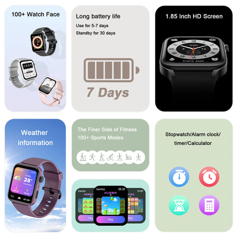 Baolubao Smartwatch 1.83 inch HD Display 300mAh Fitness Tracker Bluetooth Receive and make calls Sports Watch Pedometer