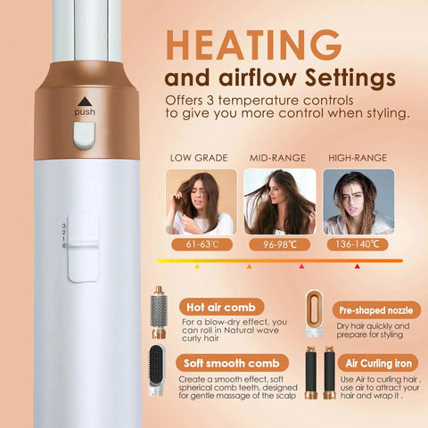 Electric Hair Dryer Hair 5 in 1  Styling Brush Hair Curler Air Styling Set UK