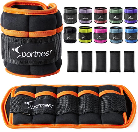 Sportneer Adjustable Ankle Weights 1Pair 10lb Leg Weight Straps for Women Men Weighted Ankle Weights Set for Gym Fitness Workout