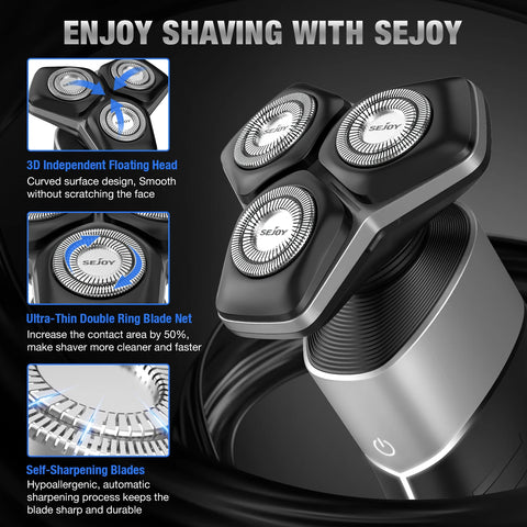 Sejoy KNIGHT Men's Electric Shaver kit Rechargeable Multi-functional Electric Hair Trimmer Razor Nose Trimmer Beard Hair Clipper