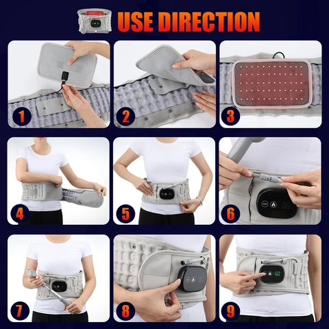 Inflatable Waist Belt Lumbar Decompression Protector Back Brace Heated Vibration Massage Waist Airbag Support Posture Correction