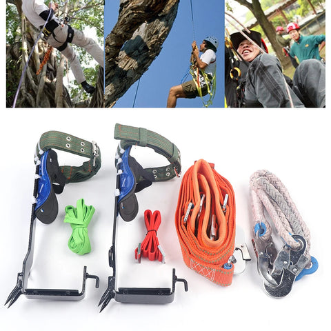 Climbing Spike Set, Safety Belt Straps, Adjustable Lanyard Carabiner，Tree Pole Climbing Spike Set Safety Belt Straps Portable