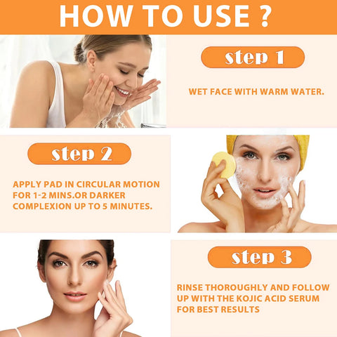 Turmeric Kojic Acid Cleansing Pads Gentle Cleansing Facial Refreshing Balancing Oil Face Skin Care Tool Cleansing Pads