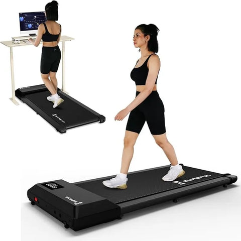 Superun 300 Ibs Weight Capacity 2.5 HP 2 in 1 Portable Treadmill for Home with Remote Control LED Display Walking Pad Treadmill
