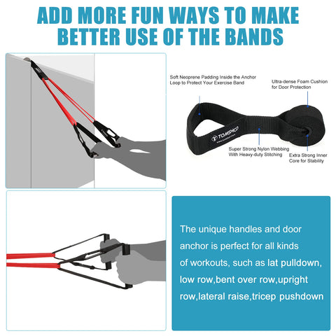 5 Packs Pull Up Assist Bands Set Resistance Loop Bands Powerlifting Workout Exercise Stretch Bands with Door Anchor and Handles