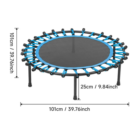 【Breeins】Silent Mini Trampoline Fitness Trampoline Bungee Rebounder Jumping Cardio Trainer Workout for Adults