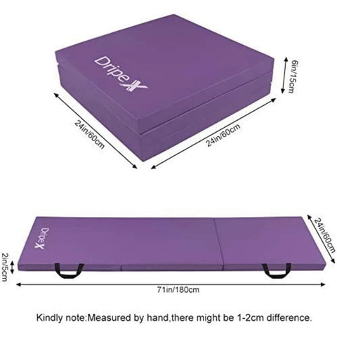 Folding Gymnastics Exercise Mat - Home Gym Mats with Carry Strap 5cm(2’’) Thick Foam Nonslip Soft PU Leather for Yoga