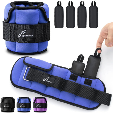 Sportneer Adjustable Wrist and Ankle Weights for Women and Men 1 Pair 1 2 3 4 6 7 8 10 lbs Adjustable Leg Weight for Gym Fitness
