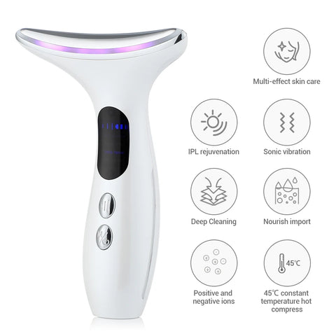 Neck Face Beauty Device 3 Colors LED Photon Therapy Skin Tighten Reduce Double Chin Anti Wrinkle Remove Skin Care Tools