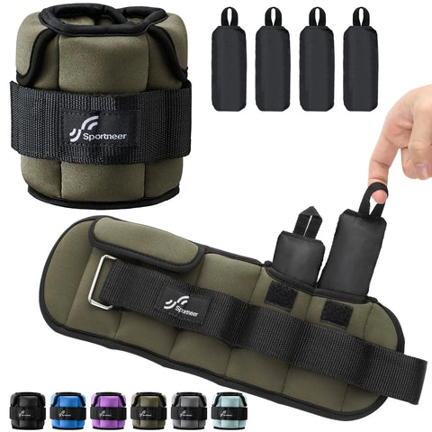 Sportneer Adjustable Wrist and Ankle Weights for Women and Men 1 Pair 1 2 3 4 6 7 8 10 lbs Adjustable Leg Weight for Gym Fitness