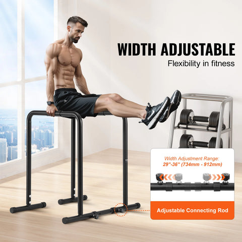 VEVOR Dip Bar 440/500lbs Capacity Heave Duty Dip Stand Station with Adjustable Height Fitness Workout Dip Bar Station Stabilizer