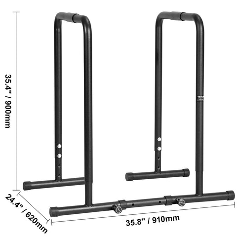 VEVOR Dip Bar 440/500lbs Capacity Heave Duty Dip Stand Station with Adjustable Height Fitness Workout Dip Bar Station Stabilizer