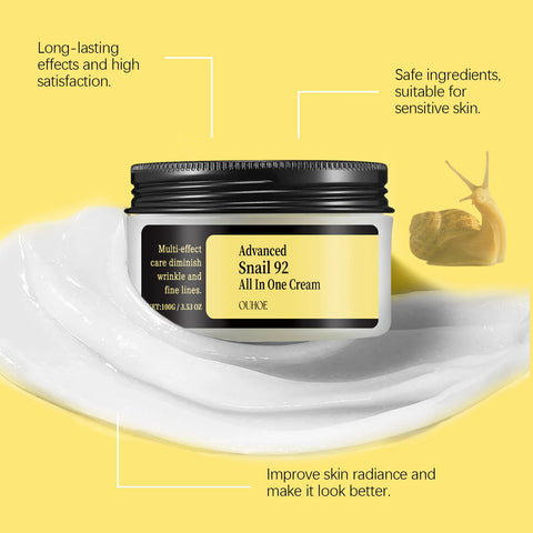 OUHOE Advanced Snail 92 All In One Cream - Deep Moisturize, Anti - aging, Light Texture, Travel - friendly, Gift - suitable