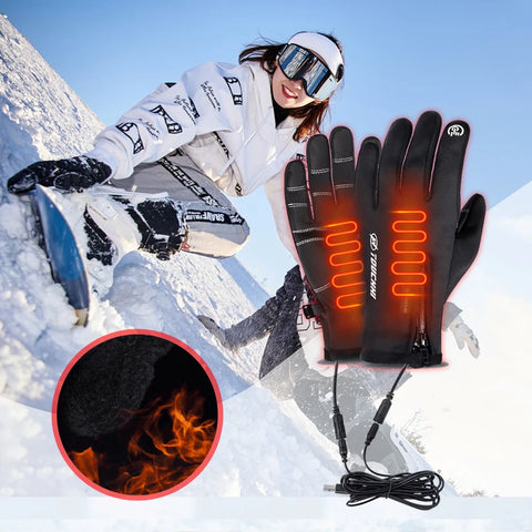 Electric Heated Gloves Rechargeable Thermal Gloves Winter Bike Gloves Woman Heated Gloves Waterproof Heating Thermal Gloves