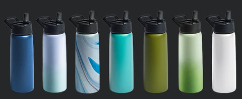 Triple Walled Insulated Water Bottles with Straw  25 Oz Stainless Steel Metal Bottle  Leak Proof Lids  Army Green