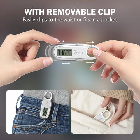 Large Screen 3D Pedometer Step Counter with Carabiner Compact Mini Step Counter Walking 3D Digital Pedometer For Exercise