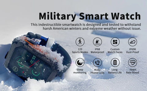 C20Pro Sports Smart Watch Men Bluetooth Call Smartwatch IP68 Waterproof Multi Sports Mode Health Monitoring Military Smartwatch