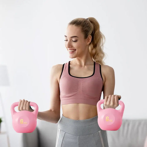 Women Lifting Kettle 2-6kg Dumbbell Carrying Kettlebells Deep Squat Strength Training Fitness Home Exercise Soft Kettlebells