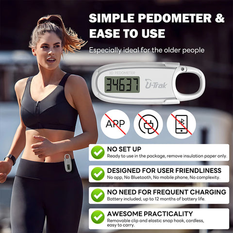 Large Screen 3D Pedometer Step Counter with Carabiner Compact Mini Step Counter Walking 3D Digital Pedometer For Exercise