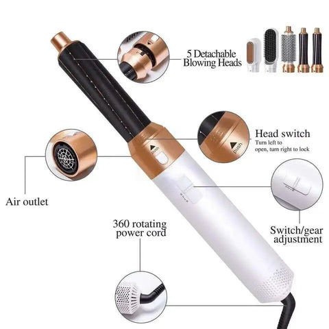 Electric Hair Dryer Hair 5 in 1  Styling Brush Hair Curler Air Styling Set UK