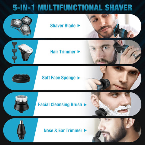 Sejoy KNIGHT Men's Electric Shaver kit Rechargeable Multi-functional Electric Hair Trimmer Razor Nose Trimmer Beard Hair Clipper