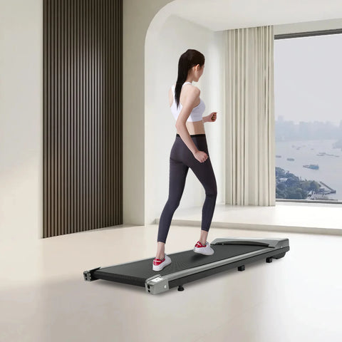 220V Electric Under Desk Treadmill, 0.65-2hp Remote Control Walking Running Pad Machine for Home Gym Fitness 0.62-3.73mph Speed
