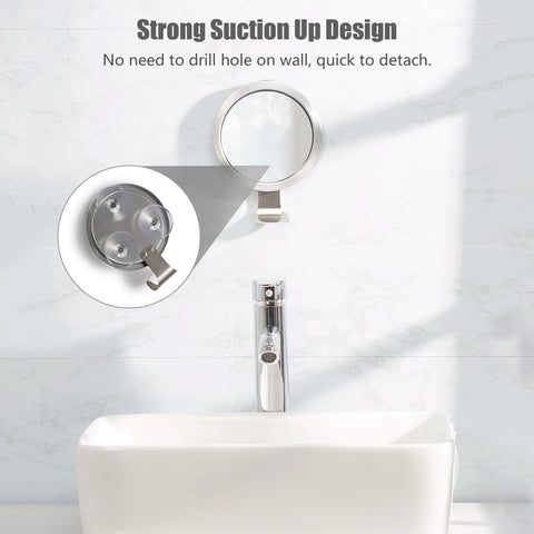 Bathroom Fogless Mirror Shower Shaving Mirror with Suction Cup Wall Mount with Razor Hook