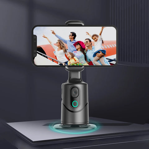 Auto Face Tracking Tripod 360° Rotation Face Tracking Phone Tripod Holder No App Built-In Fill Light for Tiktok Video Recording